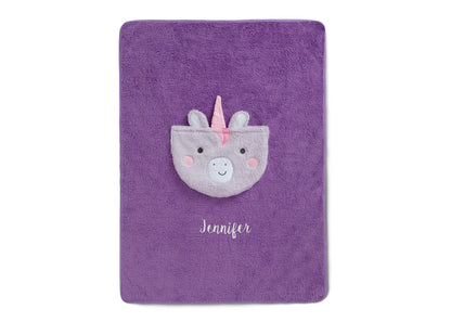 Personalized Sherpa Throw Blanket with Storage Pocket for Kids