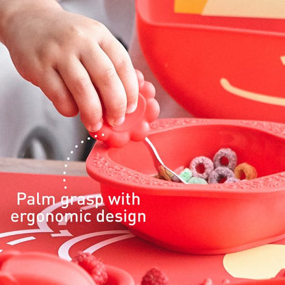 Marcus & Marcus Toddler Mealtime Set – Suction Bowl with Palm Grasp Spoon & Fork (BPA-Free)