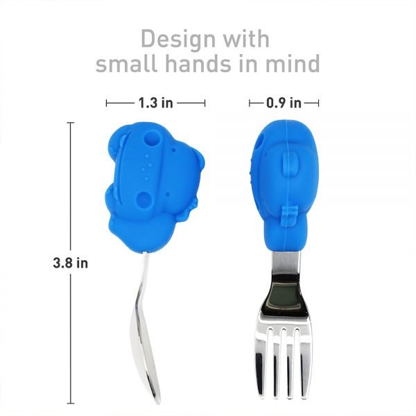 Marcus & Marcus Toddler Mealtime Set – Suction Bowl with Palm Grasp Spoon & Fork (BPA-Free)