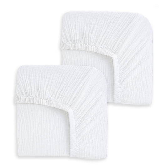 Fitted Crib Sheets 100% Organic Cotton Muslin 2 Pack