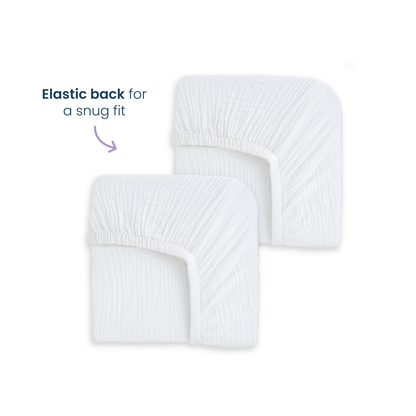 Fitted Crib Sheets 100% Organic Cotton Muslin 2 Pack