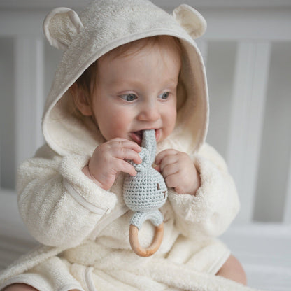 JBØRN Crochet Bunny Rattle Toy
