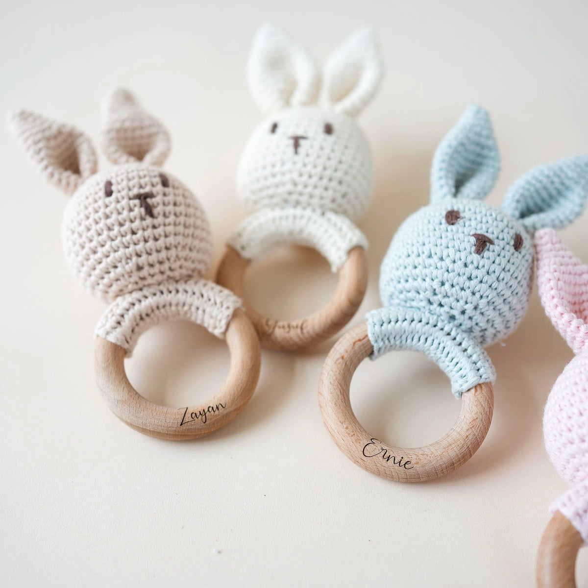 JBØRN Crochet Bunny Rattle Toy