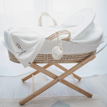JBØRN Knitted Baby Blanket & Bunny Rattle Set