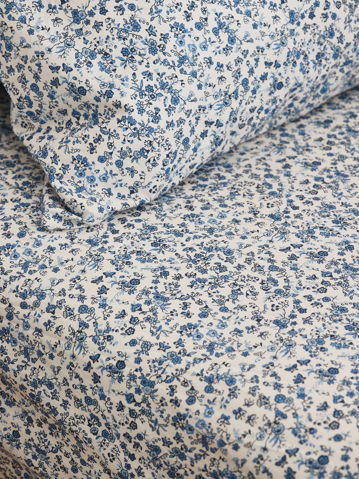 Blue Kids Mini Meadow Cotton Fitted Sheet