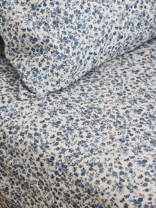 Blue Kids Mini Meadow Cotton Fitted Sheet