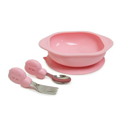 Marcus & Marcus Toddler Mealtime Set – Suction Bowl with Palm Grasp Spoon & Fork (BPA-Free)