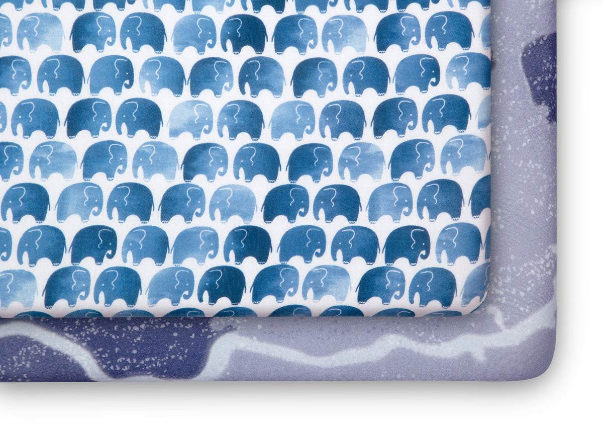 Watercolor Elephant Fitted Crib Sheets - 2 Pack