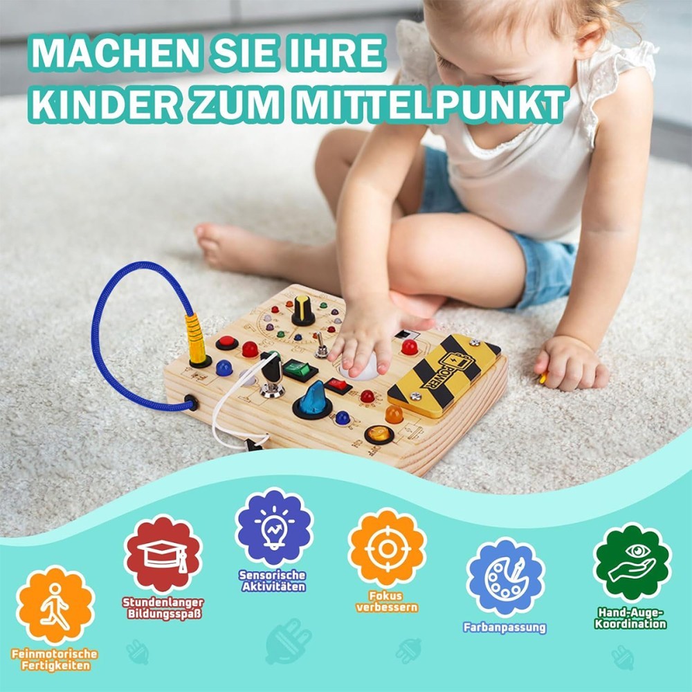 Montessori Wooden Busy Board for Toddlers Activity Board