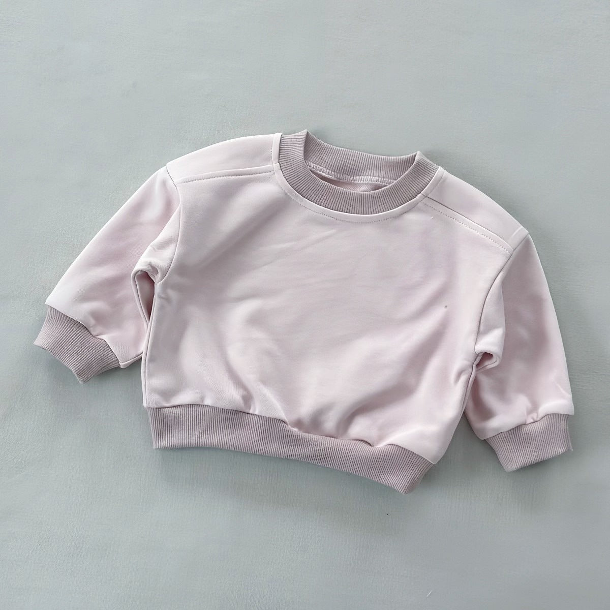 New Style Round-neck Solid-colored Terry-fleece Sweatshirt for