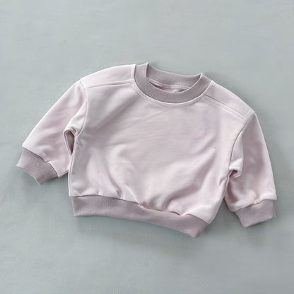 New Style Round-neck Solid-colored Terry-fleece Sweatshirt for