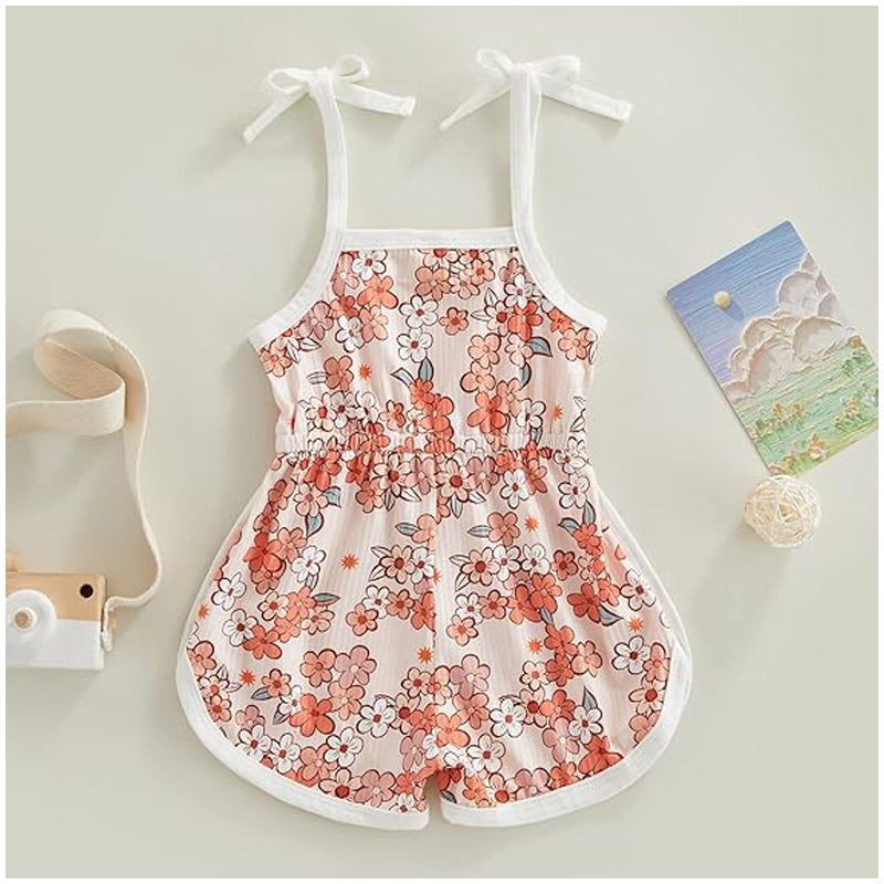 Toddler Baby Girl Clothing,floral Jumpsuit with Tie Up,jumpsuit