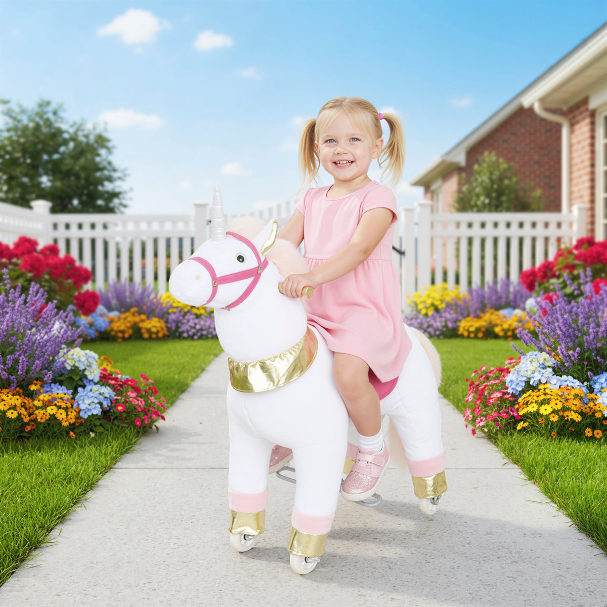 Ride on Unicorn Toy for Kids 3-5 Years, 29.5 Inch Plush Baby
