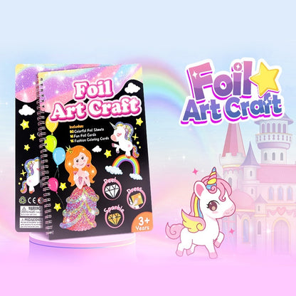 Foil Art Craft Kit for Kids, Children's Cartoon DIY Creative