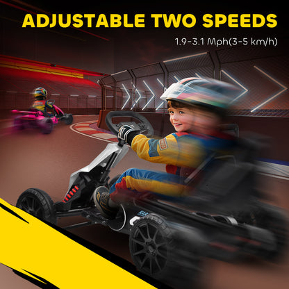 12v Electric Go Kart for Kids W/ Adjustable Speed, White