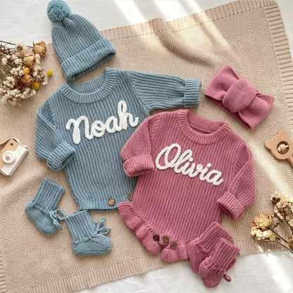 Embroidered Custom Letter Baby Jumpsuit