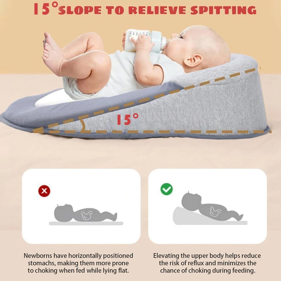 Baby Bed Acid Reflux with Strap, Baby Bed for Reducing Spit-up,