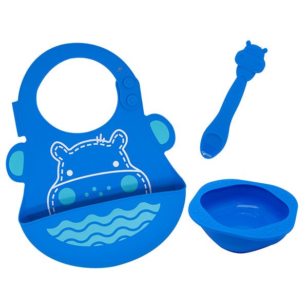 Baby Feeding Set with Silicone Bowl, Soft-Tip Spoon & Baby Bib for Starting Solids