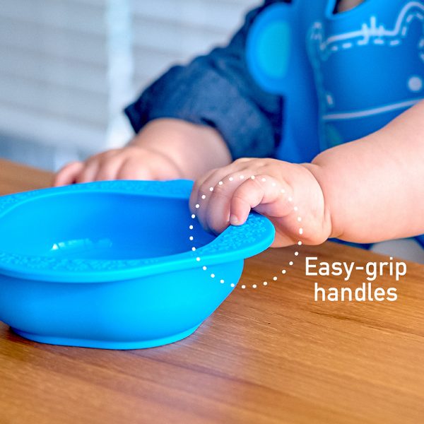 Baby Feeding Set with Silicone Bowl, Soft-Tip Spoon & Baby Bib for Starting Solids