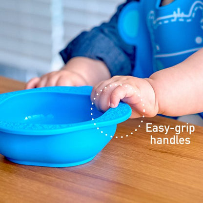 Baby Feeding Set with Silicone Bowl, Soft-Tip Spoon & Baby Bib for Starting Solids
