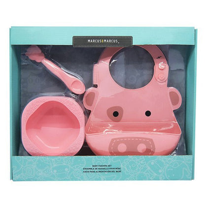 Baby Feeding Set with Silicone Bowl, Soft-Tip Spoon & Baby Bib for Starting Solids