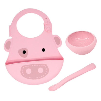 Baby First Feeding Set with Masher Spoon, Silicone Bowl & Bib for Starting Solids