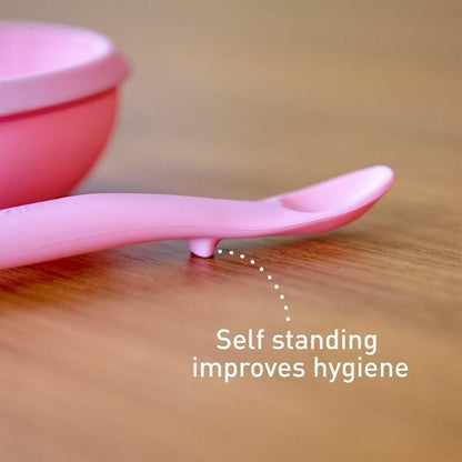 Baby First Feeding Set with Masher Spoon, Silicone Bowl & Bib for Starting Solids