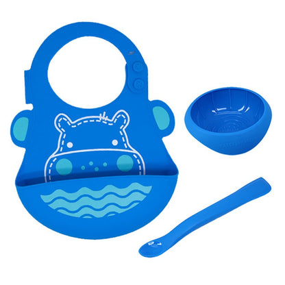 Baby First Feeding Set with Masher Spoon, Silicone Bowl & Bib for Starting Solids