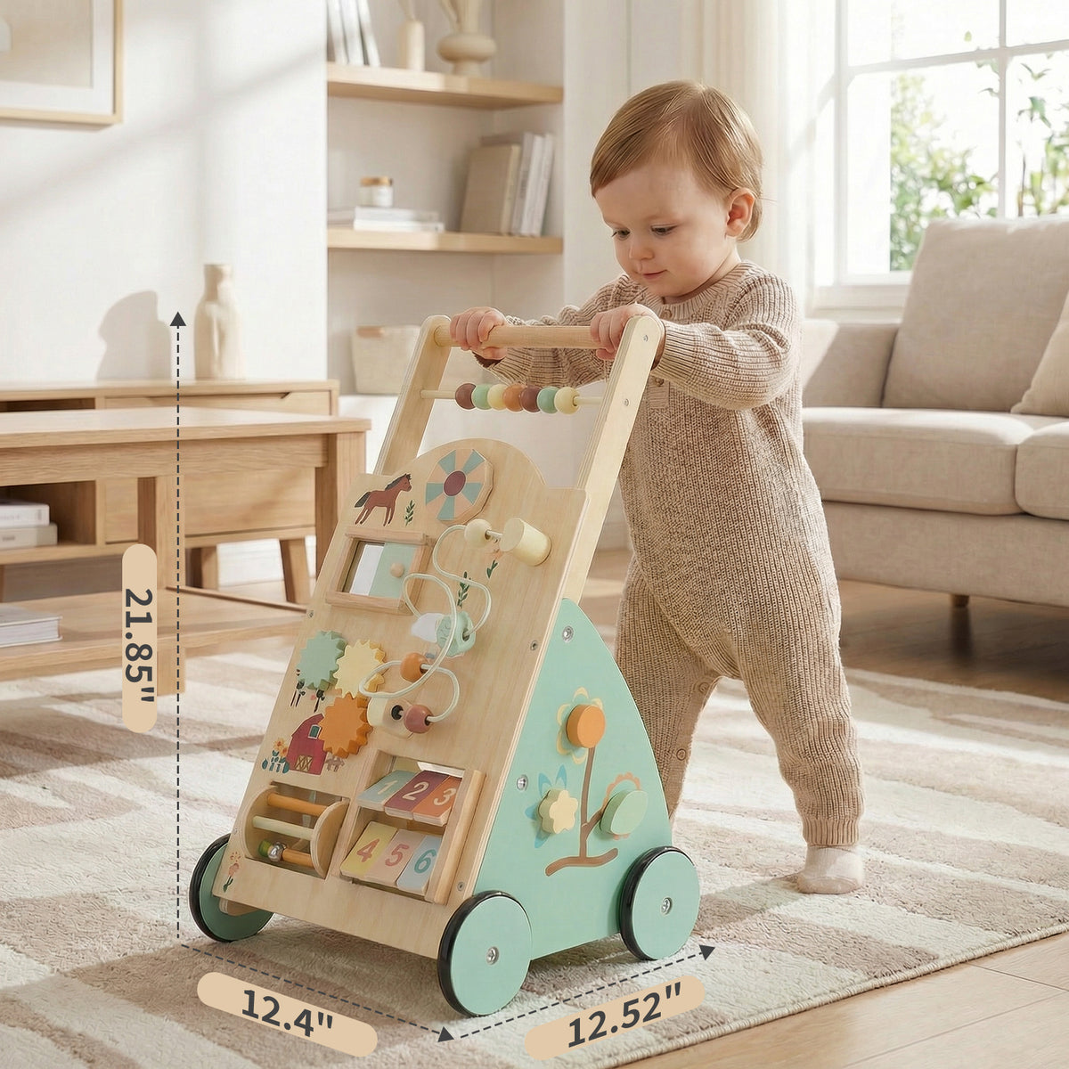 Wooden Adjustable-Speed Baby Walker