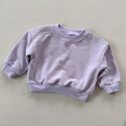 New Style Round-neck Solid-colored Terry-fleece Sweatshirt for