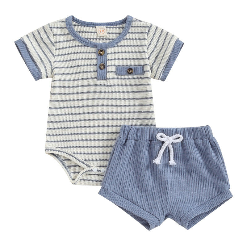Baby Boy Summer Clothes Button Short Sleeve Romper Bodysuit