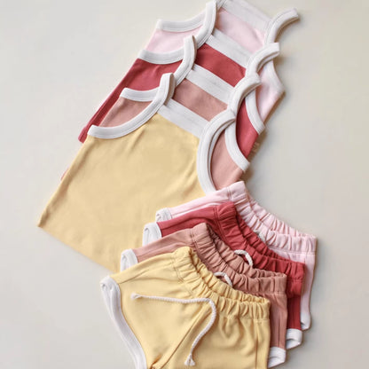 Baby Summer Outfit Suspender Vest and Shorts Set Girls