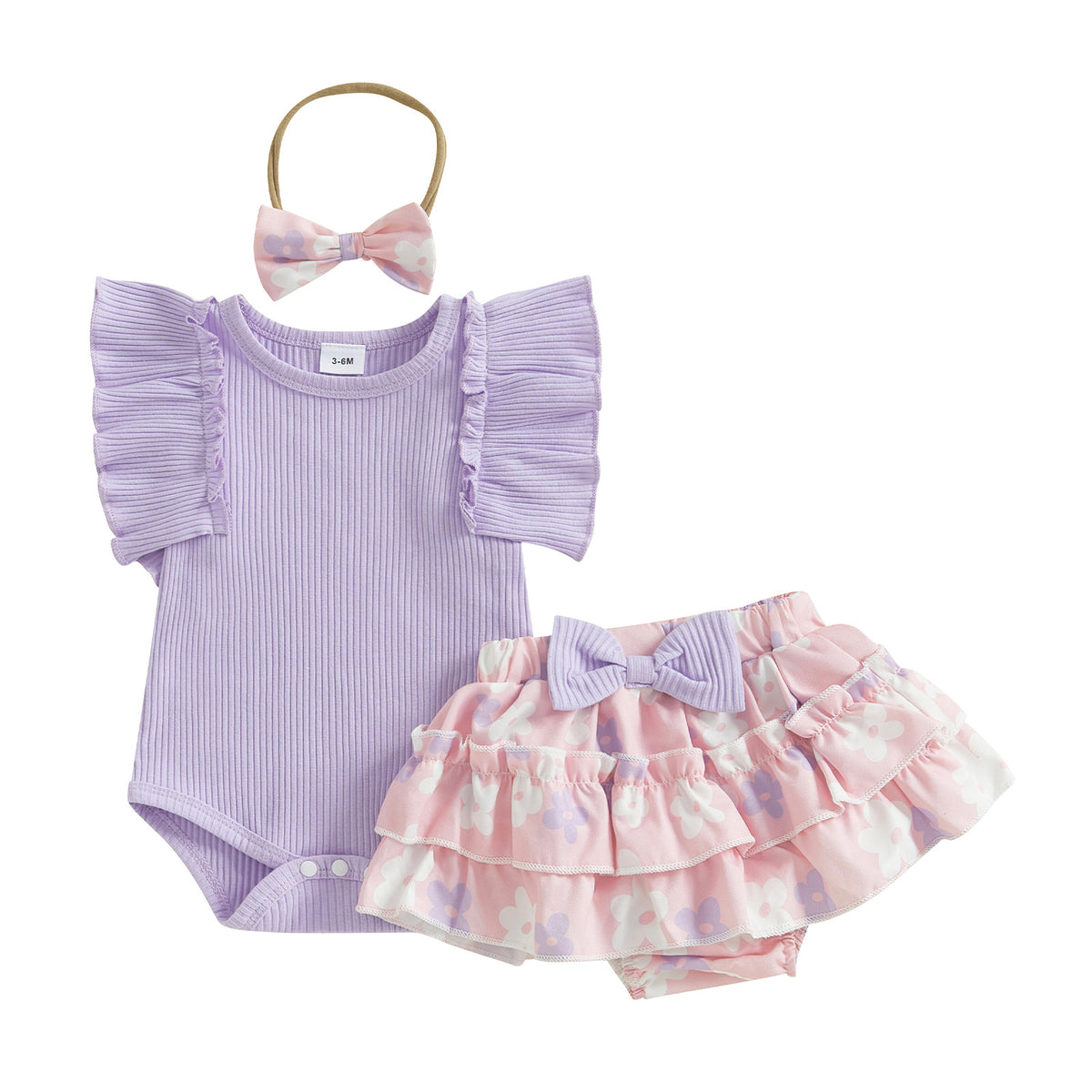 Baby and Toddler Solid Color Ruffle-shoulder Sleeveless Romper