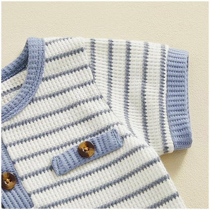 Baby Boy Summer Clothes Button Short Sleeve Romper Bodysuit