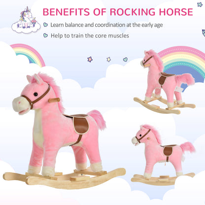 Rocking Horse Plush Animal on Wooden Rockers, Baby Rocking