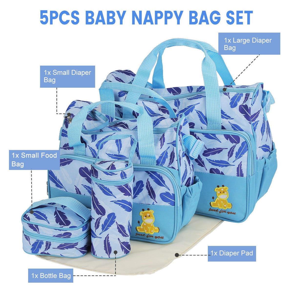 5-Piece Diaper Travel Bag Set