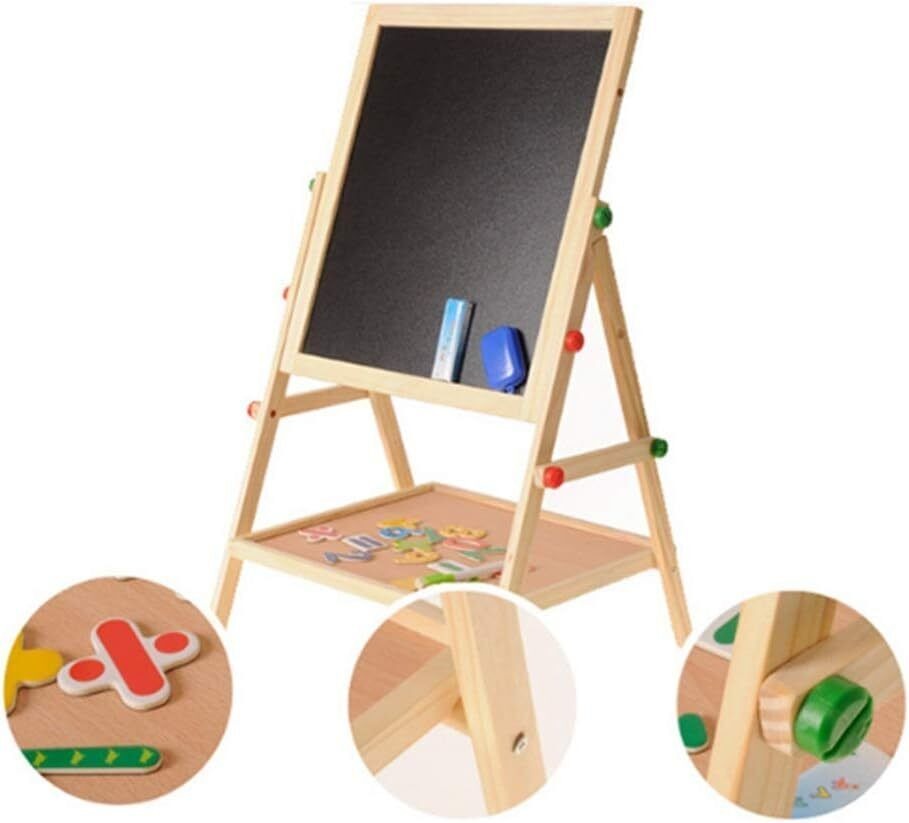 Kids 2 in 1 Wooden Blackboard Whiteboard Children Art Easel
