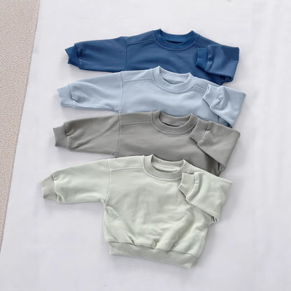 New Style Round-neck Solid-colored Terry-fleece Sweatshirt for