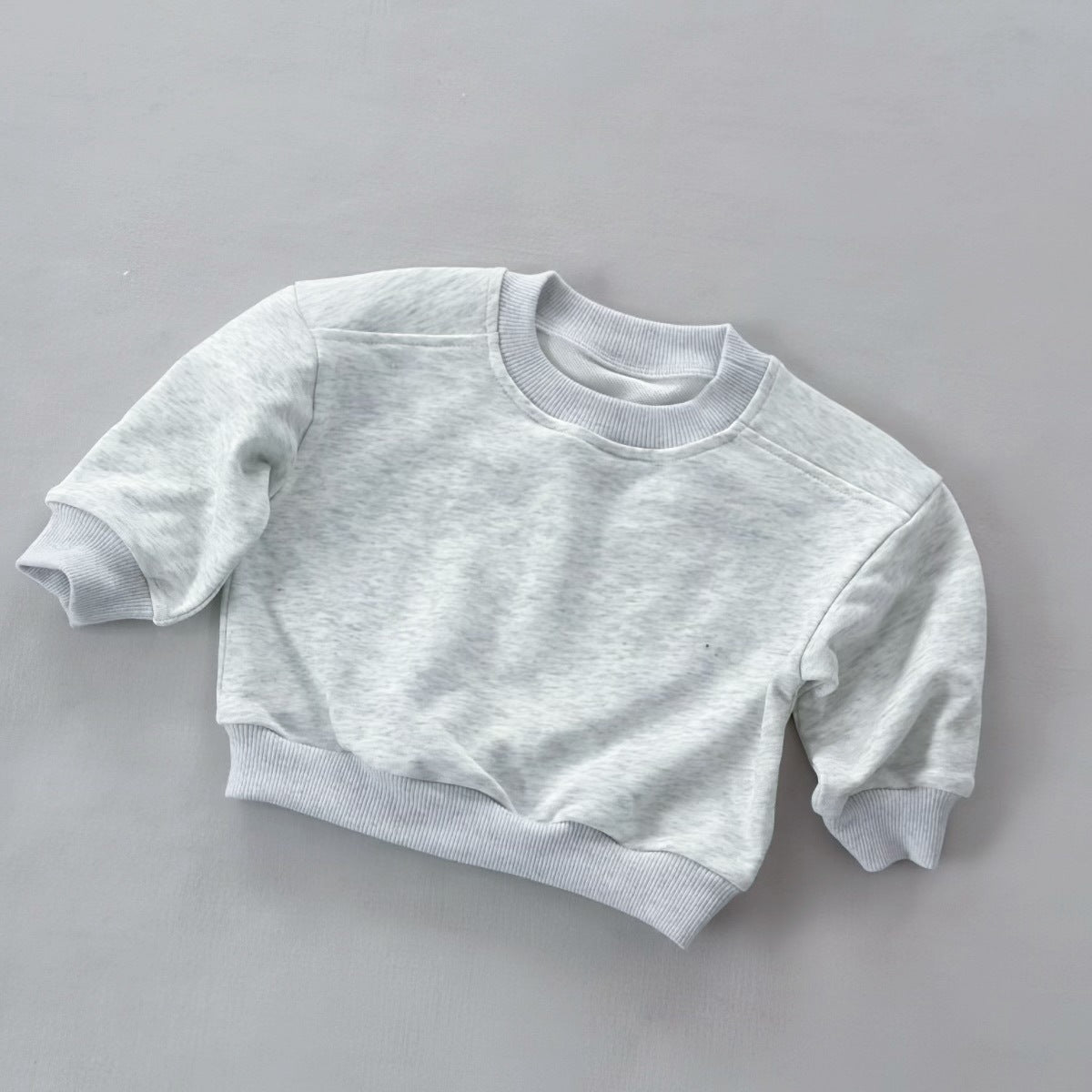 New Style Round-neck Solid-colored Terry-fleece Sweatshirt for