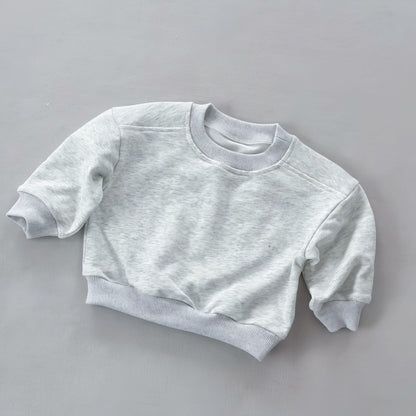 New Style Round-neck Solid-colored Terry-fleece Sweatshirt for