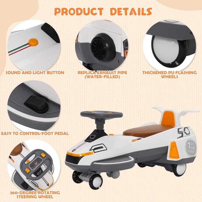 Electric Ride on Wiggle Car for Kids Toddlers with Light