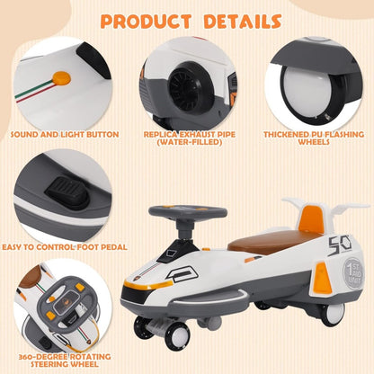 Electric Ride on Wiggle Car for Kids Toddlers with Light