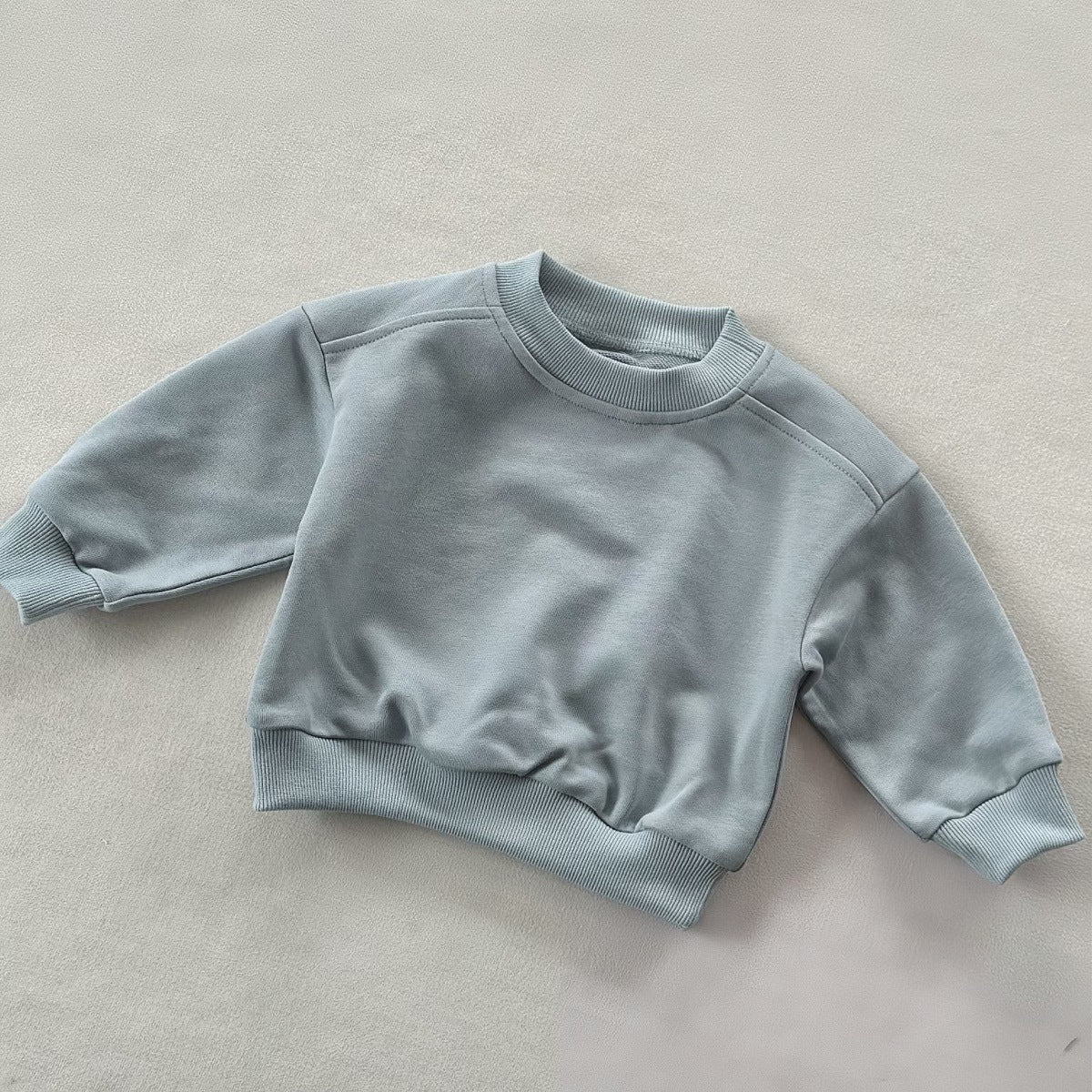 New Style Round-neck Solid-colored Terry-fleece Sweatshirt for