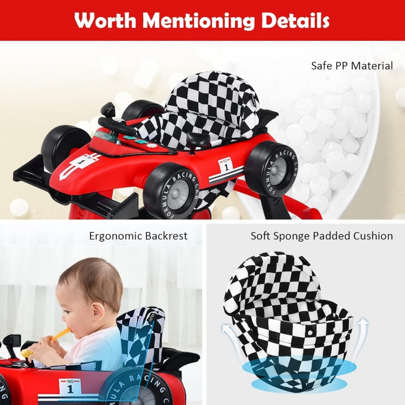 4-in-1 Baby Push Walker with Adjustable Height and Speed - Red