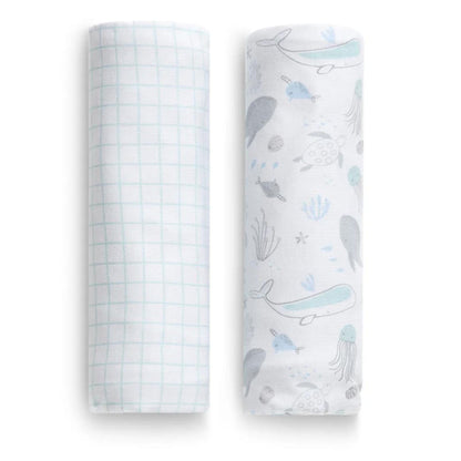 100% Organic Jersey Cotton Baby Receiving Blankets - 2 Pack