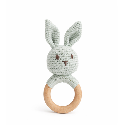 JBØRN Crochet Bunny Rattle Toy