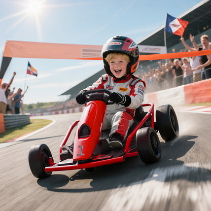 24v Electric Go Kart for Kids, Drift Ride-on Racing Go Kart