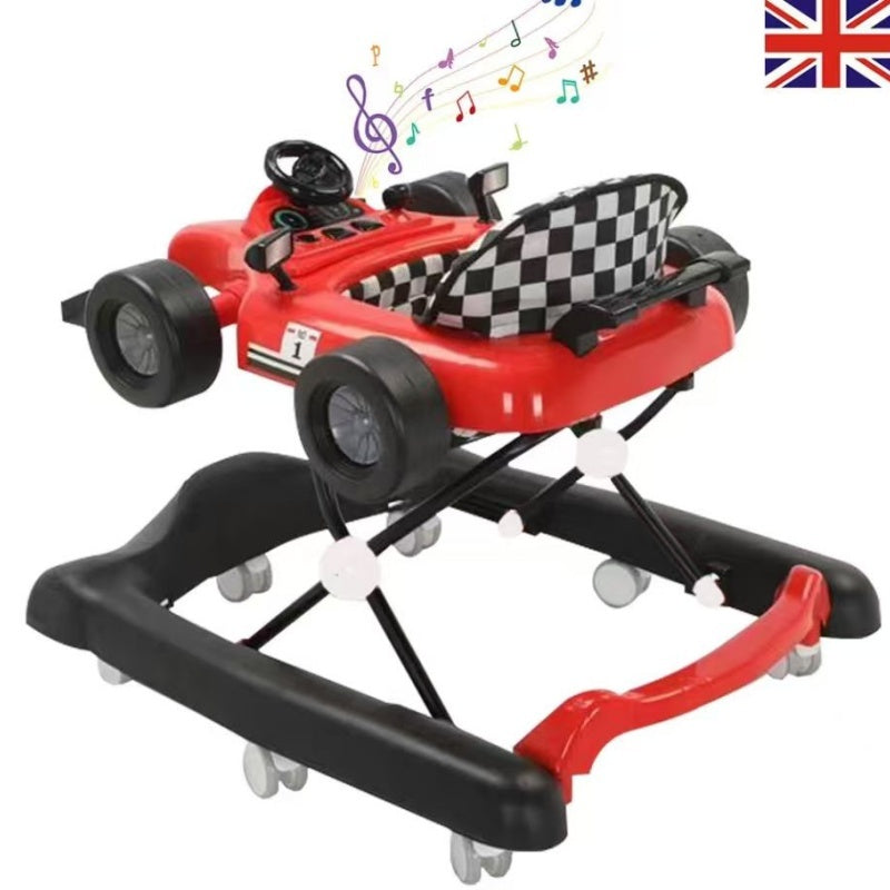4-in-1 Baby Push Walker with Adjustable Height and Speed - Red