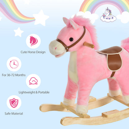 Rocking Horse Plush Animal on Wooden Rockers, Baby Rocking