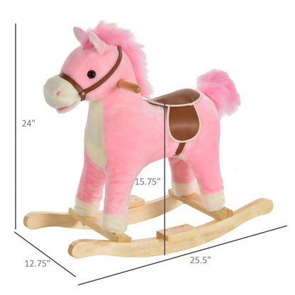 Rocking Horse Plush Animal on Wooden Rockers, Baby Rocking